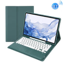 T800B Pen Slot Detachable Bluetooth Keyboard Leather Tablet Case For Samsung Galaxy Tab S8+/S7+/S7 FE(Dark Green)