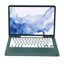 T800B Pen Slot Detachable Bluetooth Keyboard Leather Tablet Case For Samsung Galaxy Tab S8+/S7+/S7 FE(Dark Green)