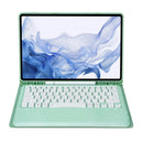 T800B Pen Slot Detachable Bluetooth Keyboard Leather Tablet Case For Samsung Galaxy Tab S8+/S7+/S7 FE(Mint Green)