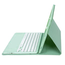 T800B Pen Slot Detachable Bluetooth Keyboard Leather Tablet Case For Samsung Galaxy Tab S8+/S7+/S7 FE(Mint Green)