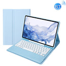 T800B Pen Slot Detachable Bluetooth Keyboard Leather Tablet Case For Samsung Galaxy Tab S8+/S7+/S7 FE(Sky Blue)