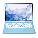 T800B Pen Slot Detachable Bluetooth Keyboard Leather Tablet Case For Samsung Galaxy Tab S8+/S7+/S7 FE(Sky Blue)