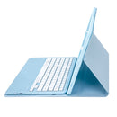 T800B Pen Slot Detachable Bluetooth Keyboard Leather Tablet Case For Samsung Galaxy Tab S8+/S7+/S7 FE(Sky Blue)