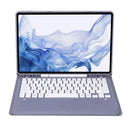 T800B Pen Slot Detachable Bluetooth Keyboard Leather Tablet Case For Samsung Galaxy Tab S8+/S7+/S7 FE(Purple)