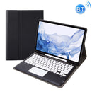 T800B-A Touch Pad Detachable Bluetooth Keyboard Leather Tablet Case For Samsung Galaxy Tab S8+/S7+/S7 FE(Black)
