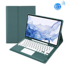 T800B-A Touch Pad Detachable Bluetooth Keyboard Leather Tablet Case For Samsung Galaxy Tab S8+/S7+/S7 FE(Dark Green)