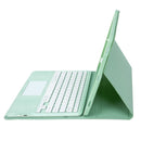 T800B-A Touch Pad Detachable Bluetooth Keyboard Leather Tablet Case For Samsung Galaxy Tab S8+/S7+/S7 FE(Mint Green)