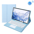 T800B-A Touch Pad Detachable Bluetooth Keyboard Leather Tablet Case For Samsung Galaxy Tab S8+/S7+/S7 FE(Sky Blue)