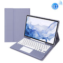 T800B-A Touch Pad Detachable Bluetooth Keyboard Leather Tablet Case For Samsung Galaxy Tab S8+/S7+/S7 FE(Purple)
