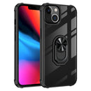 Transparent TPU + Acrylic Ring Holder Phone Case For iPhone 14 (Black)