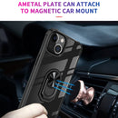 Transparent TPU + Acrylic Ring Holder Phone Case For iPhone 14 (Black Silver)