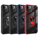Transparent TPU + Acrylic Ring Holder Phone Case For iPhone 14 (Black Blue)