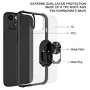Transparent TPU + Acrylic Ring Holder Phone Case For iPhone 14 (Black Blue)