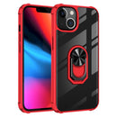 Transparent TPU + Acrylic Ring Holder Phone Case For iPhone 14 (Black Red)