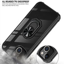 Transparent TPU + Acrylic Ring Holder Phone Case For iPhone 14 (Black Red)