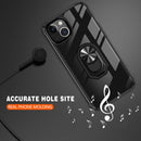 Transparent TPU + Acrylic Ring Holder Phone Case For iPhone 14 (Black Red)