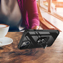 Transparent TPU + Acrylic Ring Holder Phone Case For iPhone 14 (Black Red)