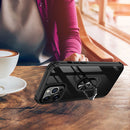 Transparent TPU + Acrylic Ring Holder Phone Case For iPhone 14 Max (Black)