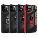 Transparent TPU + Acrylic Ring Holder Phone Case For iPhone 14 Max (Black Silver)