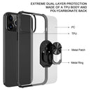 Transparent TPU + Acrylic Ring Holder Phone Case For iPhone 14 Max (Black Blue)
