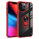Transparent TPU + Acrylic Ring Holder Phone Case For iPhone 14 Max (Black Red)