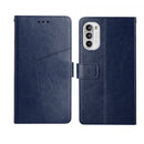 For Motorola Moto G82 Y Stitching Horizontal Flip Leather Phone Case(Blue)