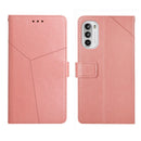 For Motorola Moto G82 Y Stitching Horizontal Flip Leather Phone Case(Rose Gold)