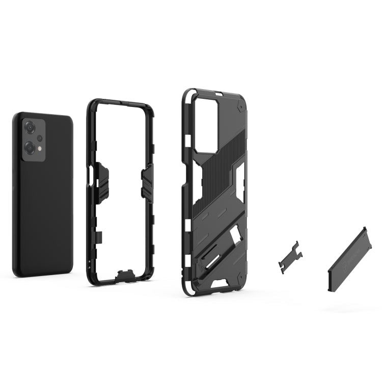 For OnePlus Nord CE 2 Lite 5G/Realme 9 Pro Punk Armor 2 in 1 Shockproof Phone Case with Invisible Holder(Black)