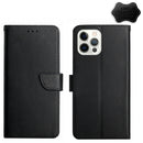 Genuine Leather Fingerprint-proof Horizontal Flip Phone Case For iPhone 14 Pro Max (Black)