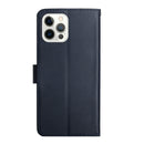 Genuine Leather Fingerprint-proof Horizontal Flip Phone Case For iPhone 14 Pro Max (Blue)