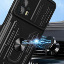 For Motorola Edge 20 Pro Sliding Camshield TPU+PC Phone Case with Card Slot(Dark Green)