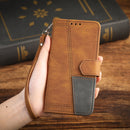 For OPPO A54 4G Splicing Leather Phone Case(Brown)