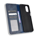 For Motorola Moto E32 4G Magnetic Buckle Retro Texture Leather Phone Case(Blue)