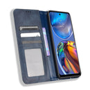 For Motorola Moto E32 4G Magnetic Buckle Retro Texture Leather Phone Case(Blue)