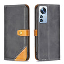 For Xiaomi 12 Pro Color Matching Double Sewing Thread Leather Phone Case(Black)
