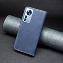 For Xiaomi 12 Pro Color Matching Double Sewing Thread Leather Phone Case(Blue)