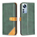 For Xiaomi 12 Pro Color Matching Double Sewing Thread Leather Phone Case(Green)