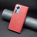 For Xiaomi 12 Pro Color Matching Double Sewing Thread Leather Phone Case(Red)