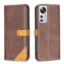 For Xiaomi 12 Color Matching Double Sewing Thread Leather Phone Case(Brown)