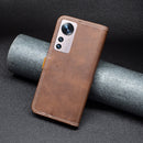 For Xiaomi 12 Color Matching Double Sewing Thread Leather Phone Case(Brown)