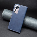 For Xiaomi 12 Color Matching Double Sewing Thread Leather Phone Case(Blue)