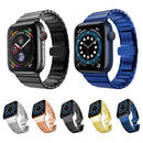 One-bead Steel Butterfly Buckle Watch Band For Apple Watch Series 8&7 45mm / SE 2&6&SE&5&4 44mm / 3&2&1 42mm(Black)