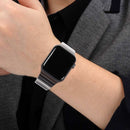 One-bead Steel Butterfly Buckle Watch Band For Apple Watch Series 8&7 45mm / SE 2&6&SE&5&4 44mm / 3&2&1 42mm(Black)