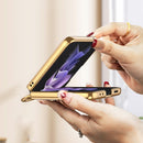 For Samsung Galaxy Z Flip3 5G GKK Integrated Solid Color Plating Phone Case with Ring Holder & Stylus Pen(Emerald)
