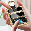 For Samsung Galaxy Z Flip3 5G GKK Integrated Solid Color Plating Phone Case with Ring Holder & Stylus Pen(Emerald)