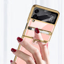 For Samsung Galaxy Z Flip3 5G GKK Integrated Solid Color Plating Phone Case with Ring Holder & Stylus Pen(Emerald)