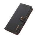 KHAZNEH Custer Genuine Leather RFID Phone Case For iPhone 14 Pro Max (Black)