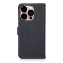 KHAZNEH Custer Genuine Leather RFID Phone Case For iPhone 14 Pro Max (Blue)