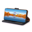 KHAZNEH Custer Genuine Leather RFID Phone Case For iPhone 14 Pro Max (Blue)