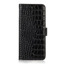 Crocodile Top Layer Cowhide Leather Phone Case For iPhone 14 Pro Max (Black)